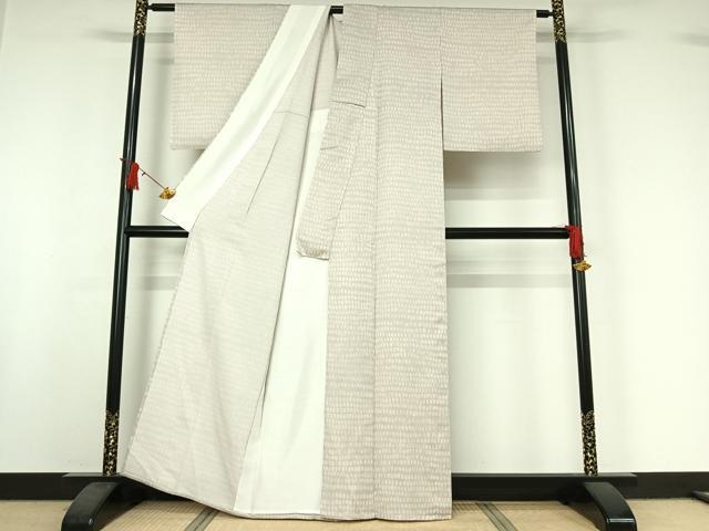 平和屋着物▽上質な小紋 単衣 幾何学文様 正絹 逸品 AABI9555jh
