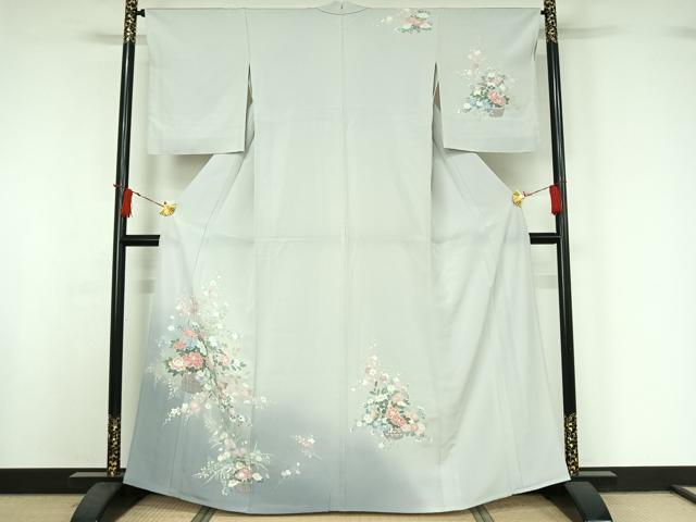 平和屋着物▽訪問着 単衣 友禅 飾花文 暈し染め 正絹 逸品 AABI9557jh