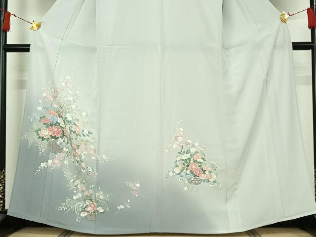 平和屋着物▽訪問着 単衣 友禅 飾花文 暈し染め 正絹 逸品 AABI9557jh