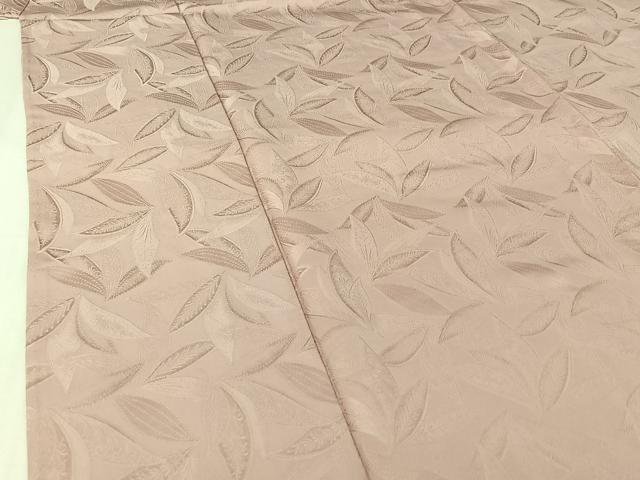 平和屋着物▽上質な色無地 単衣 草葉地紋 薄桜色 正絹 逸品 AABI9564jh