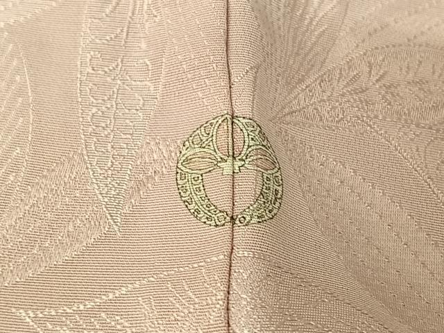 平和屋着物▽上質な色無地 単衣 草葉地紋 薄桜色 正絹 逸品 AABI9564jh