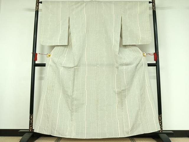 平和屋着物▽本塩沢 単衣 110亀甲 変わり縞 正絹 逸品 AABI9566jh