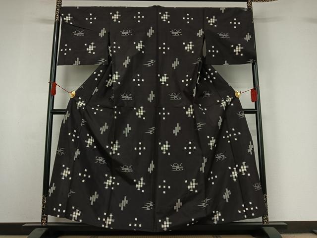 平和屋着物▽本場琉球絣 単衣 飛鳥文 正絹 逸品 AABI9569jh