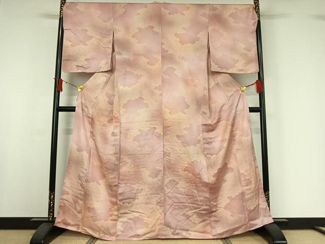 平和屋着物▽上質な小紋 単衣 雲取り文 暈し染め 正絹 逸品 AABI9576jh