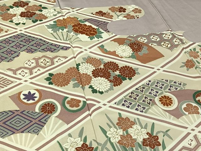 平和屋着物▽豪華色留袖 単衣 駒刺繍 吉祥花文 金彩 正絹 逸品 AABI9578jh