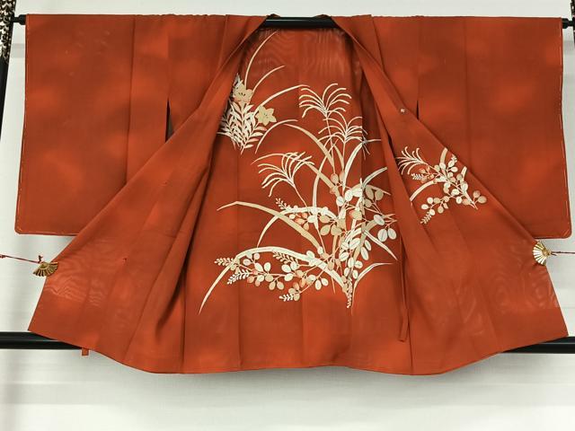 平和屋着物▽道行コート スリーシーズン 春夏秋 塵除け ドロンワーク 草花文 暈し染め 正絹 逸品 未使用 AABI9586jh