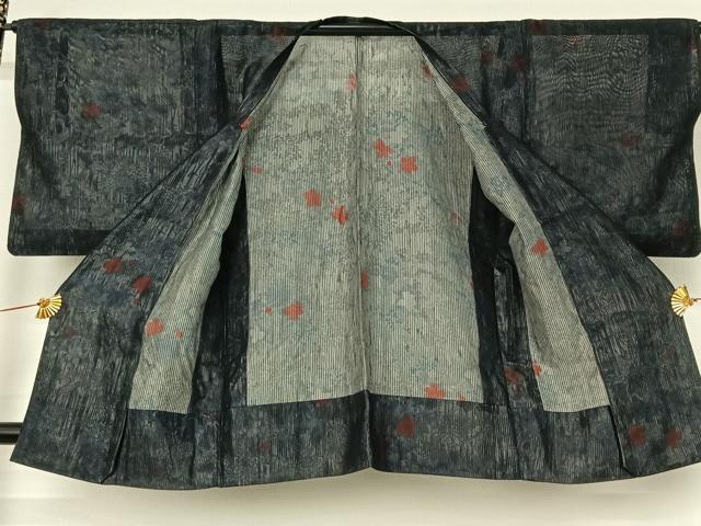 平和屋着物▽道行コート スリーシーズン 春夏秋 塵除け 紗 草花文 正絹 逸品 AABI9588jh