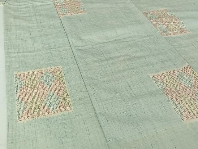 平和屋着物▽上質な紬 単衣 80亀甲 幾何学文様 正絹 逸品 AABI9595jh