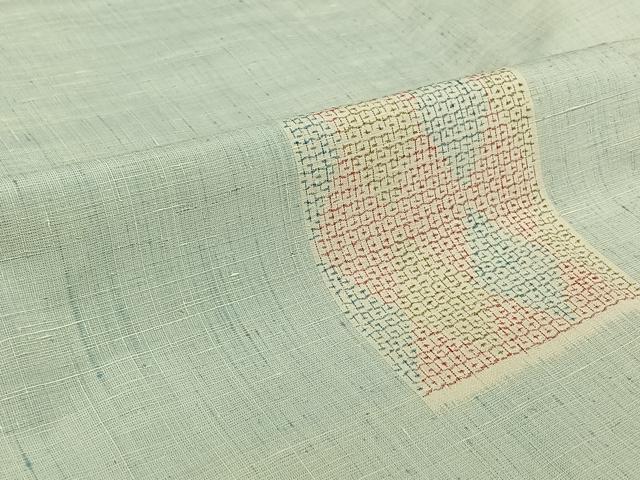 平和屋着物▽上質な紬 単衣 80亀甲 幾何学文様 正絹 逸品 AABI9595jh