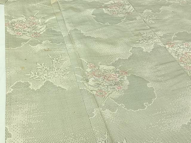 平和屋着物▽本場大島紬 単衣 白大島 120亀甲 雪輪花文 正絹 逸品 AABI9599jh