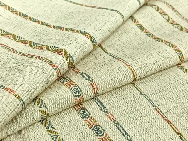 平和屋着物▽お召 単衣 縞 正絹 逸品 AABI9601jh