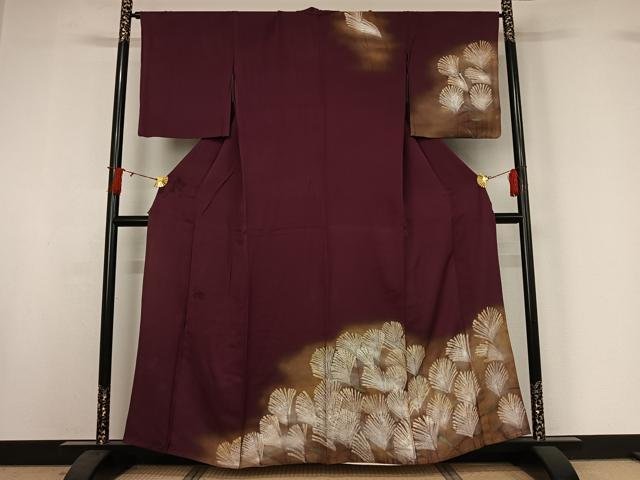 平和屋着物▽訪問着 単衣 すすき 暈し染め 金銀彩 正絹 逸品 AABI9605jh