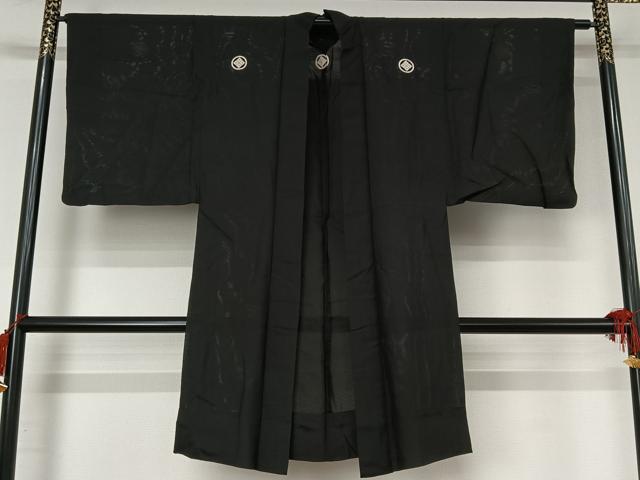 平和屋着物▽男性　羽織　黒紋付　絽　暗紅色　正絹　逸品　AABI9610jh 平和屋着物▽男性 羽織 黒紋付 絽 暗紅色 正絹 逸品 AABI9610jh