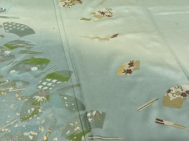 平和屋着物▽訪問着 単衣 地紙花文 暈し染め 金銀彩 正絹 逸品 AABI9611jh