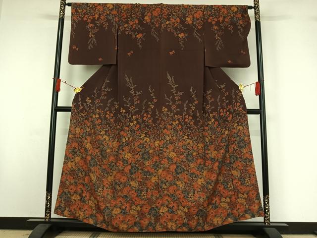 平和屋着物▽訪問着 単衣 草花文 金彩 正絹 逸品 AABI9614jh