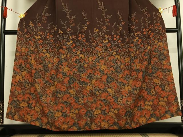 平和屋着物▽訪問着 単衣 草花文 金彩 正絹 逸品 AABI9614jh
