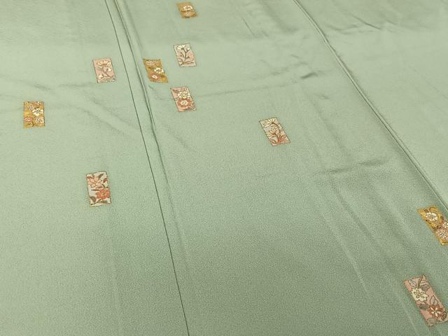 平和屋着物▽銀座きしや 訪問着 単衣 短冊花文 金彩 たとう紙付き 正絹 逸品 AABI9616jh