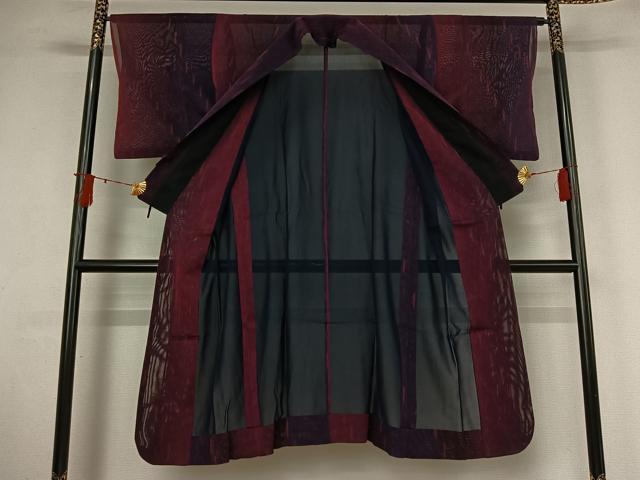 平和屋着物▽道中着 スリーシーズン 春夏秋 塵除け 霞文 ロング丈 正絹 逸品 AABI9617jh