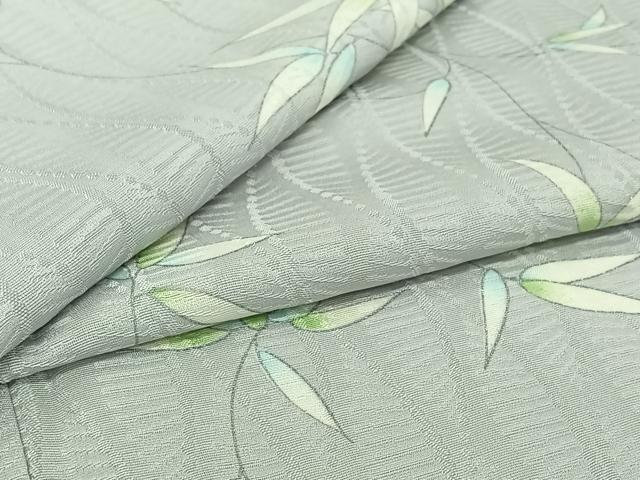 平和屋着物▽上質な小紋 単衣 草葉文 銀彩 さが美扱い 正絹 逸品 AABI9620jh