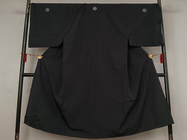 平和屋着物▽男性 黒紋付 単衣 暗黒色 キングサイズ 洗える着物 AABI9622jh