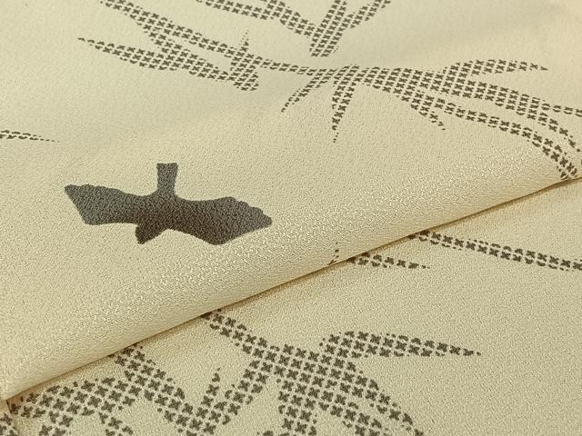 平和屋着物▽小紋 単衣 笹の葉飛鳥文 洗える着物 AABI9623jh
