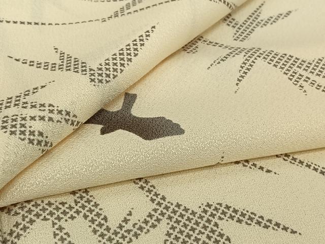 平和屋着物▽小紋 単衣 笹の葉飛鳥文 洗える着物 AABI9623jh