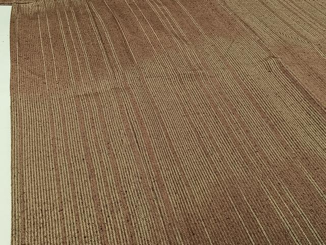 平和屋着物▽ひなや工房 くむ・あむ・おる 伊豆蔵明彦 紬 単衣 横段文 正絹 逸品 AABI9625jh