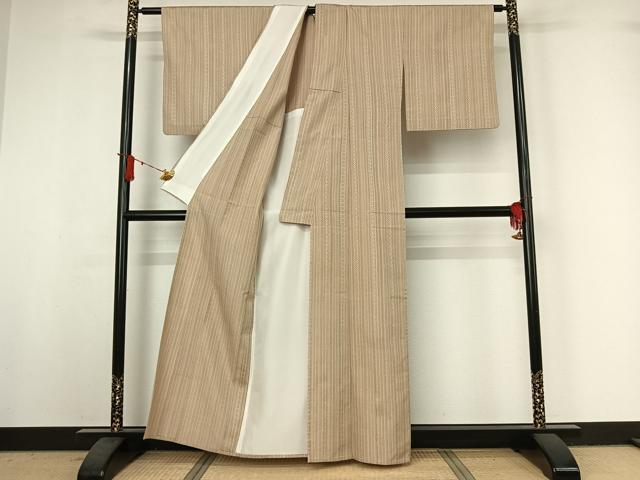 平和屋着物▽本場筑前博多織 紬 単衣 献上 正絹 逸品 AABI9627jh