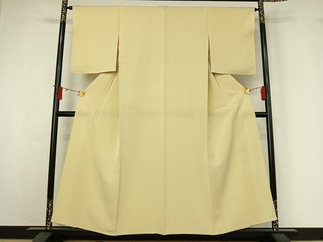 平和屋着物▽上質な色無地 単衣 鳥の子色 正絹 逸品 AABI9629jh
