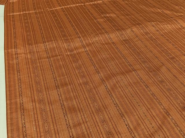 平和屋着物▽上質な紬 単衣 縞 正絹 逸品 AABI9637jh