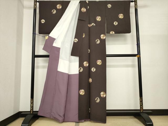平和屋着物●上質な小紋 花丸文 金彩 正絹 逸品 AABI9644ck