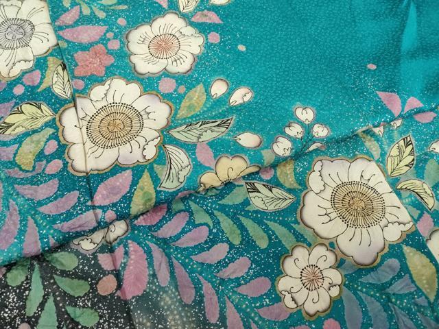 平和屋着物●豪華振袖 辻が花 暈し染め 銀通し地 正絹 逸品 AABI9647ck