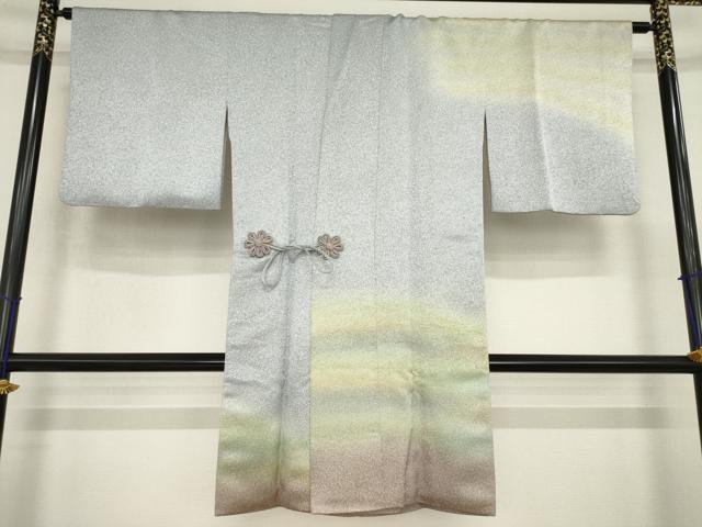 平和屋着物●久保田一竹 幻の辻が花 道中着 霞文 暈し染め 金通し地 ロング丈 正絹 逸品 AABI9648ck