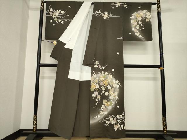 平和屋着物●訪問着 駒刺繍 南天文 金彩 正絹 逸品 AABI9653ck