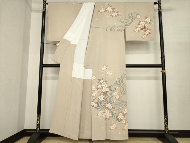 平和屋着物●本加賀友禅作家 鬼島武司 訪問着 流水花文 正絹 逸品 未使用 AABI9654ck