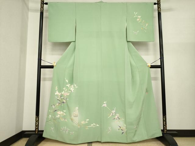 平和屋着物●京加賀友禅 百貫石峰 訪問着 草花文 正絹 逸品 AABI9655ck