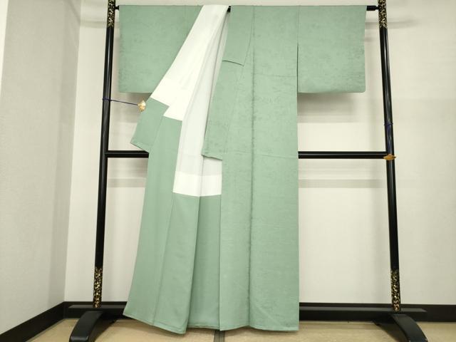 平和屋着物●上質な色無地 風景地紋 利休鼠色 正絹 逸品 AABI9658ck
