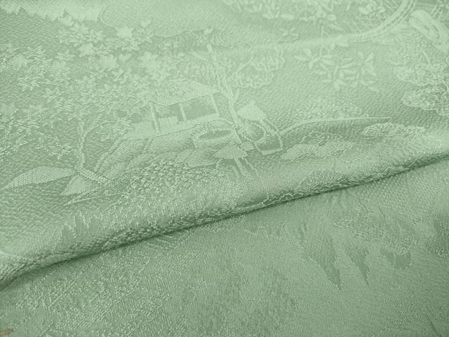 平和屋着物●上質な色無地 風景地紋 利休鼠色 正絹 逸品 AABI9658ck