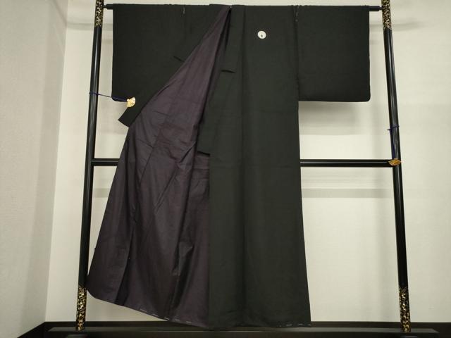 平和屋着物●男性 黒紋付 正絹 逸品 AABI9667ck