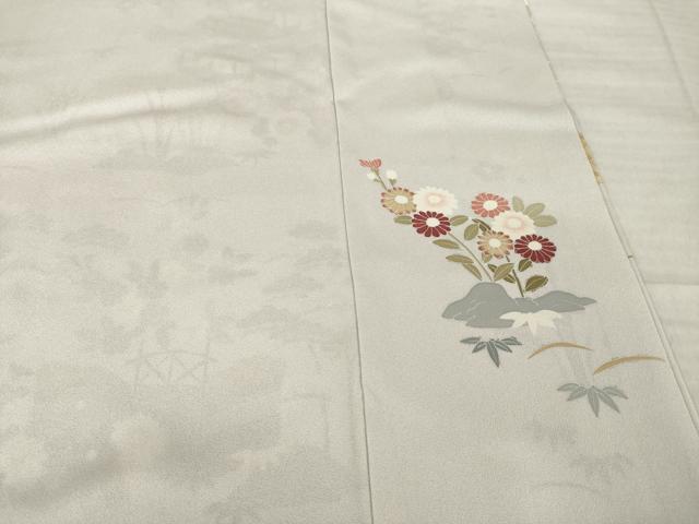 平和屋着物●訪問着 駒刺繍 風景花文 金彩 ロング丈 正絹 逸品 AABI9670ck