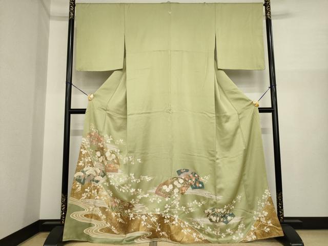 平和屋着物●豪華色留袖 駒刺繍 地紙花文 金彩 ますいわ屋扱い 正絹 逸品 AABI9673ck
