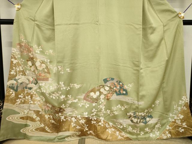平和屋着物●豪華色留袖 駒刺繍 地紙花文 金彩 ますいわ屋扱い 正絹 逸品 AABI9673ck