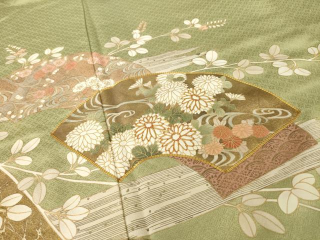 平和屋着物●豪華色留袖 駒刺繍 地紙花文 金彩 ますいわ屋扱い 正絹 逸品 AABI9673ck