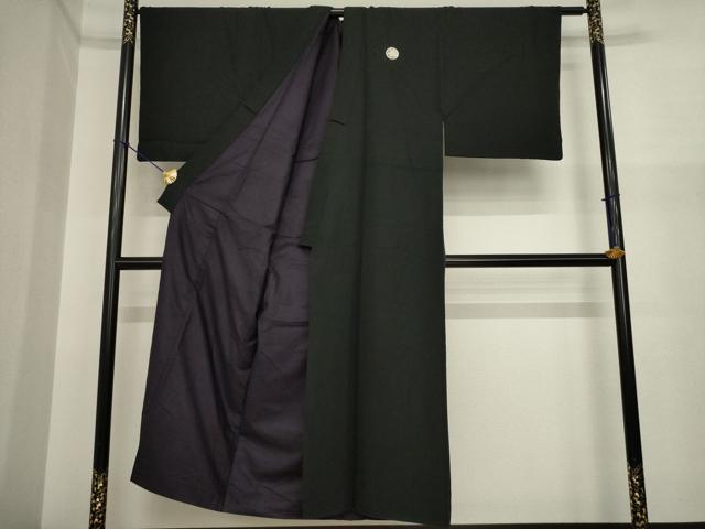 平和屋着物●男性 黒紋付 正絹 逸品 AABI9674ck