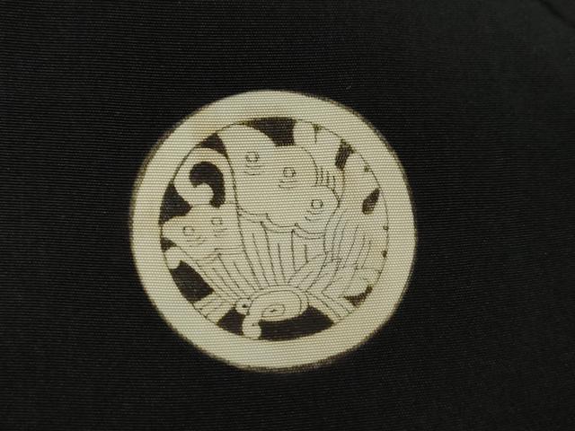 平和屋着物●男性 黒紋付 正絹 逸品 AABI9674ck