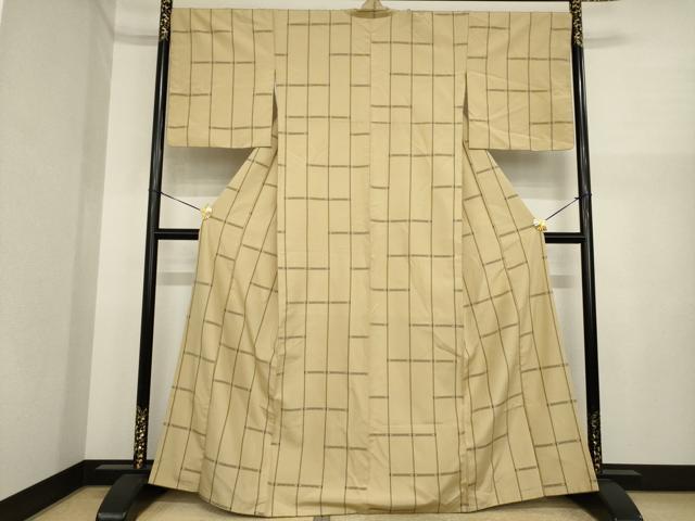 平和屋着物●上質な紬 幾何学文様 正絹 逸品 AABI9678ck