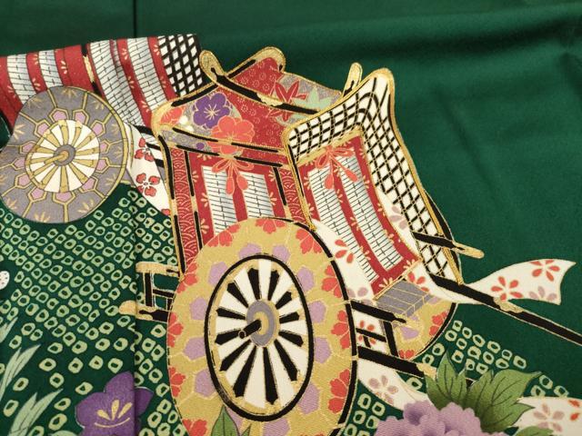 平和屋着物●訪問着 駒刺繍 流水御所車花文 金彩 正絹 逸品 AABI9680ck