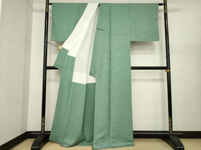 平和屋着物●上質な色無地 作家物 青鈍色 さが美扱い 正絹 逸品 AABI9683ck