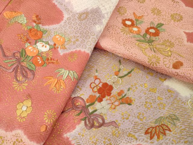 平和屋着物●訪問着 絞り 刺繍 雲重ね花文 正絹 逸品 AABI9696ck