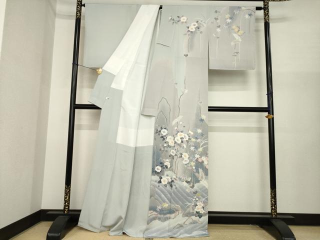 平和屋着物●訪問着 友禅 作家物 立波花文 正絹 逸品 AABI9697ck